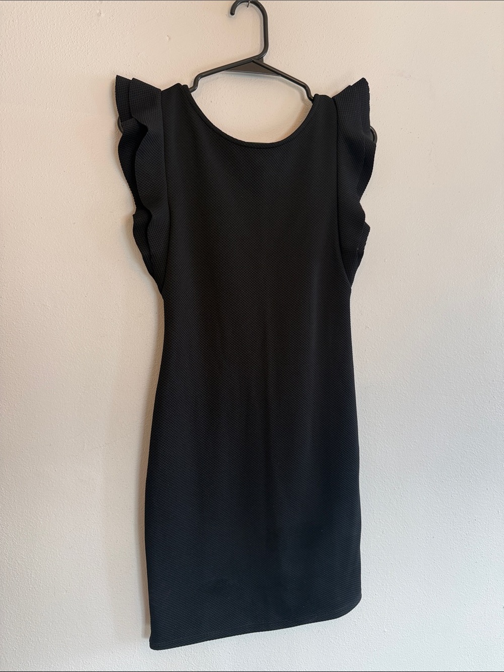 Elegant Black Ruffle Sleeve Mini Dress